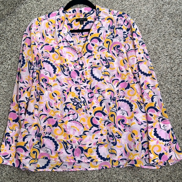 J crew paisley swirl slik tunic pant set size small 4 pull on pink blue yellow - Picture 9 of 12